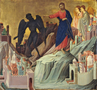 Duccio di Buoninsegna - The Temptation of Christ on the Mountain, 1308-11
